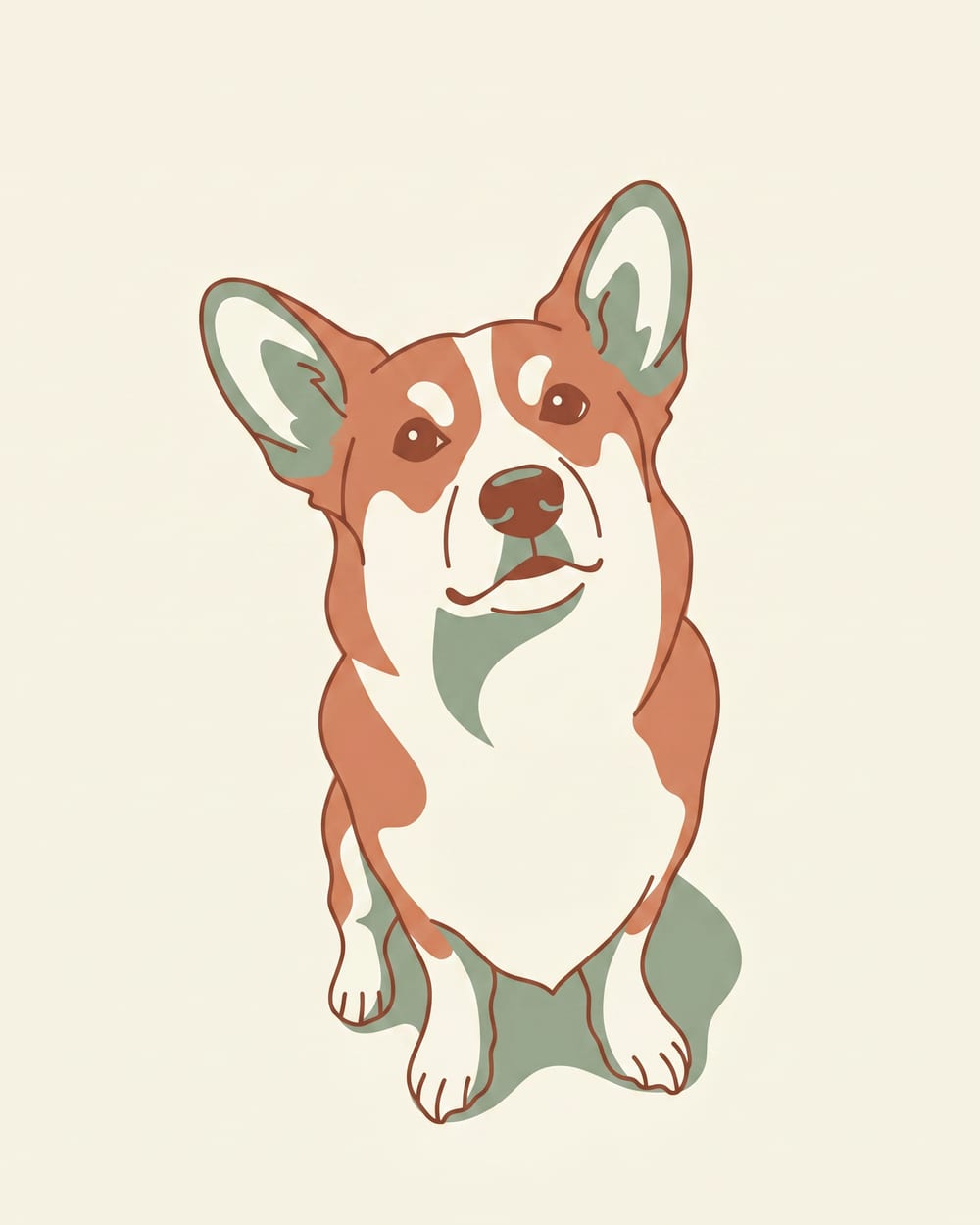 A small brown dog rendered in a clean modern minimalist style